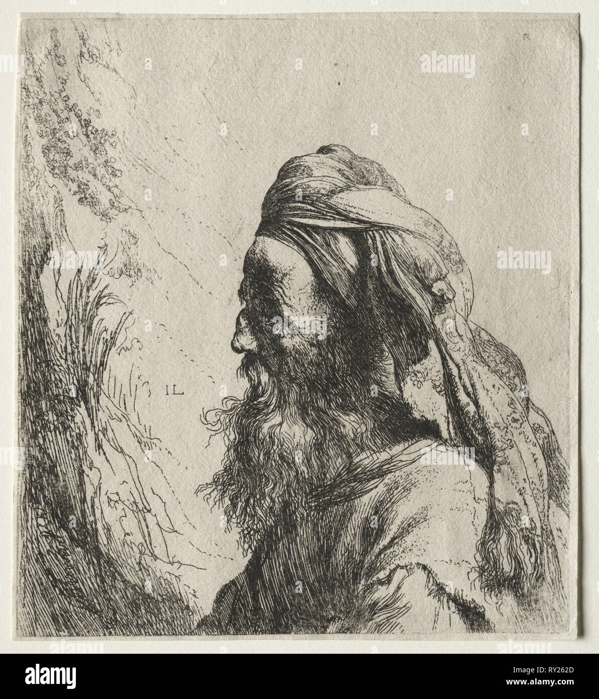 Kopf einer orientalischen. Jan Lievens (Niederländisch, 1607-1674). Ätzen Stockfoto
