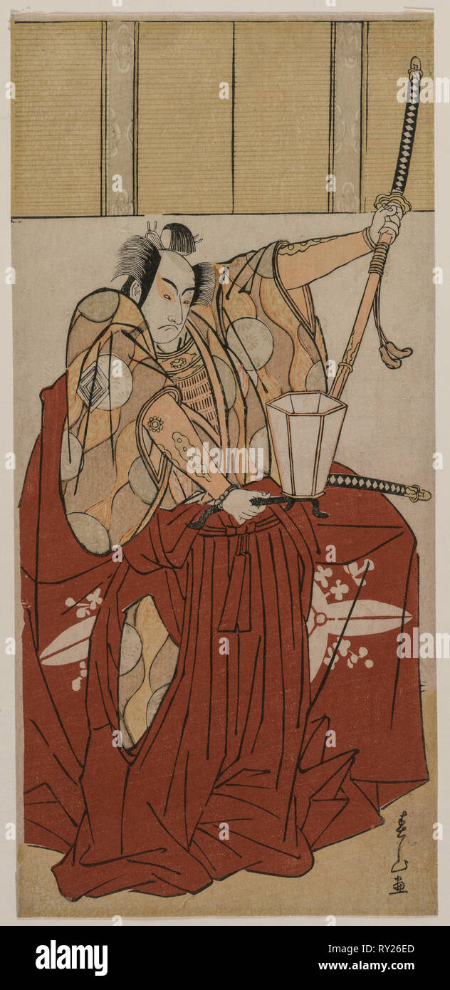 Ichikawa Monnosuke II als Urabe keine Suetake; Onoe Matsusuke wie Usui; Nakamura Nakazo Sadamitsu ich als Watanabe no Tsuna, 1781. Katsukawa Shunzan (Japanisch). Farbe holzschnitt; insgesamt: 31 x 14,5 cm (12 1/4 x 5 11/16 in Stockfoto