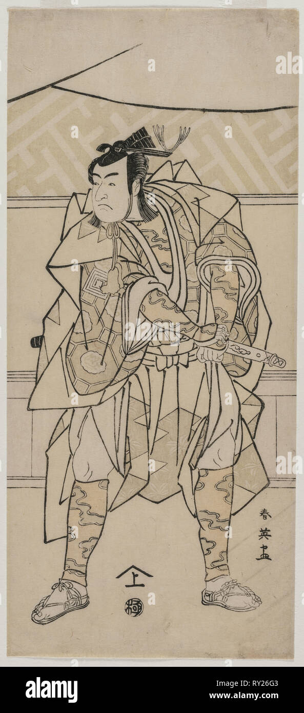 Ichikawa Monnosuke II als Samurai, 1791. Katsukawa Shunei (Japanisch, 1762-1819). Farbe holzschnitt; Blatt: 32,8 x 14,6 cm (12 15/16 x 5 3/4 Zoll Stockfoto