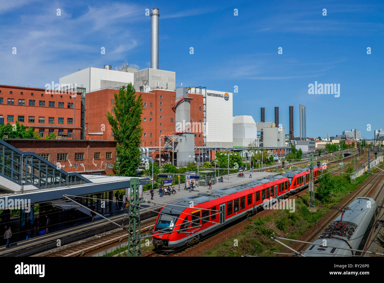 Heizkraftwerk Moabit, Friedrich-Krause-Ufer, Moabit, Berlin, Deutschland Stockfoto