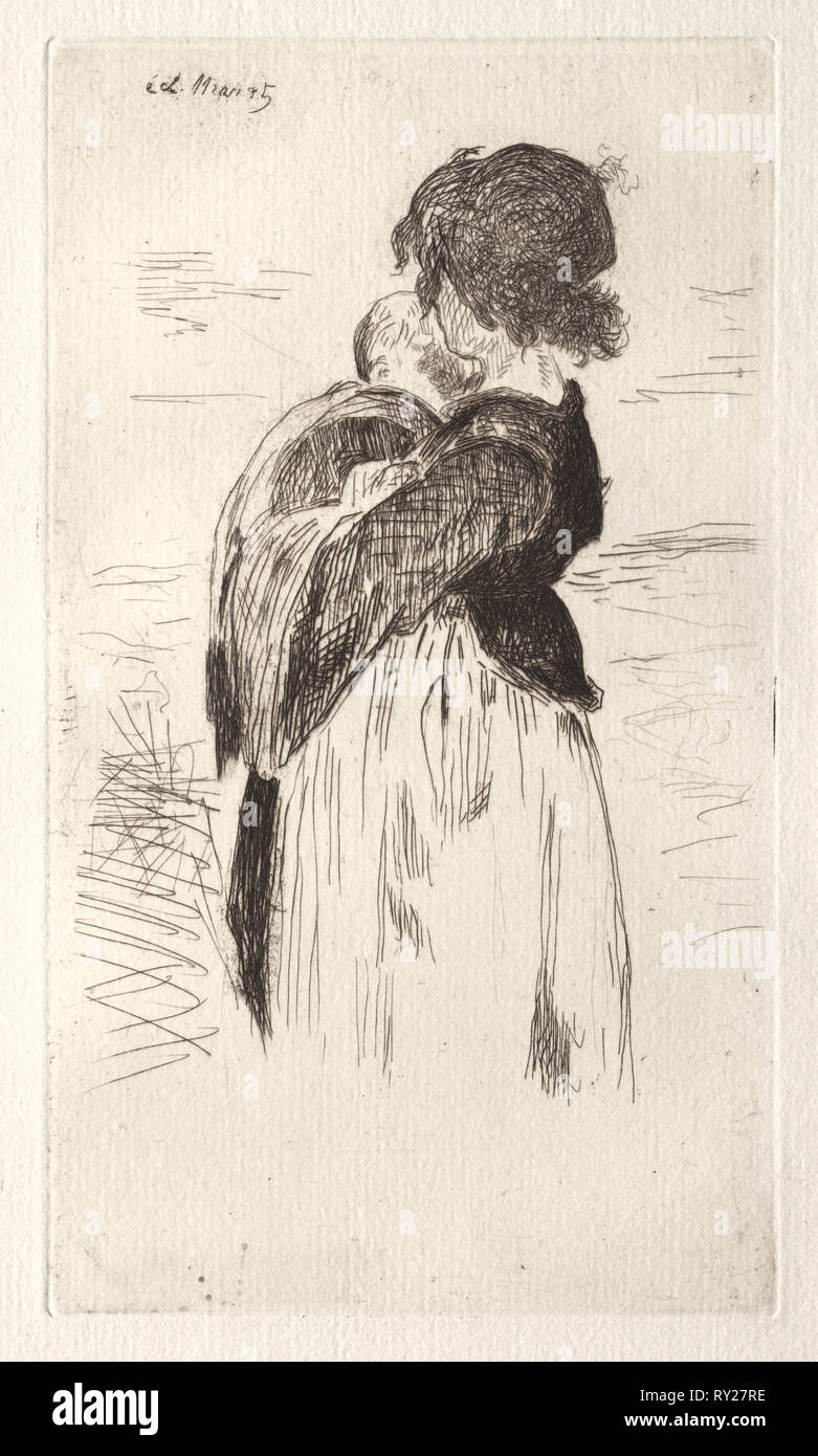 La Petite fille Mieter un Bébé. Edouard Manet (Französisch, 1832-1883). Ätzen Stockfoto