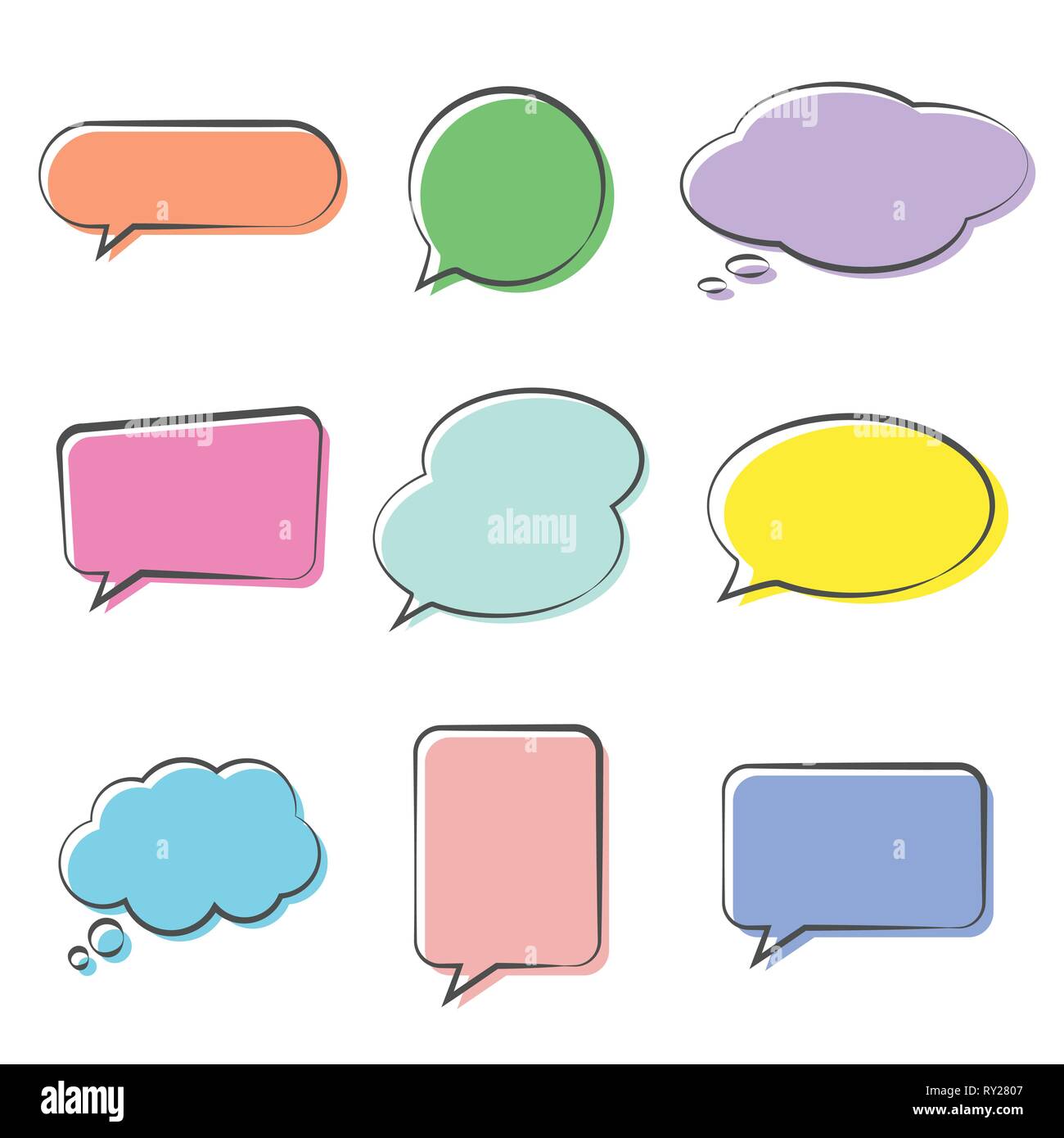 Verschiedene Susse Sprechblase Doodle Sticker Mit Mehreren Farben Eingestellt Vektor Fur Design Stock Vektorgrafik Alamy