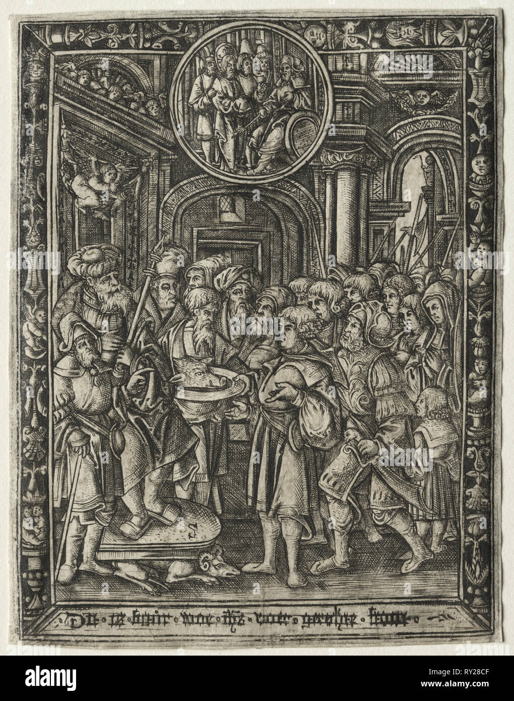 Der alte König auf seinem Thron, C. 1520. Flandern, 16. Gravur Stockfoto