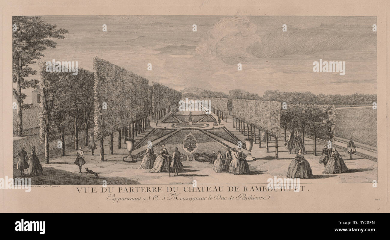 Blume Garten von Schloss Rambouillet. Jacques Rigaud (Französisch, 1681-1754). Gravur Stockfoto