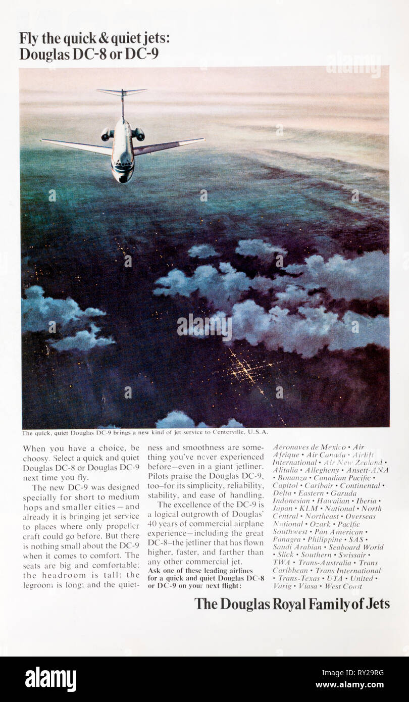 Ein 1966 Magazin Werbeanzeige Werbung Douglas Jets. Stockfoto