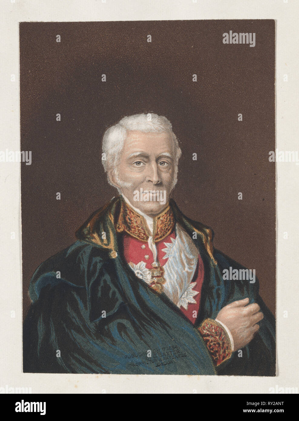 Arthur Wellesley, Herzog von Wellington, 1854. George Baxter (British, 1804-1867). Baxter Prozess; Plattenrand: 11,5 x 8,4 cm (4 1/2 x 3 5/16 Zoll Stockfoto