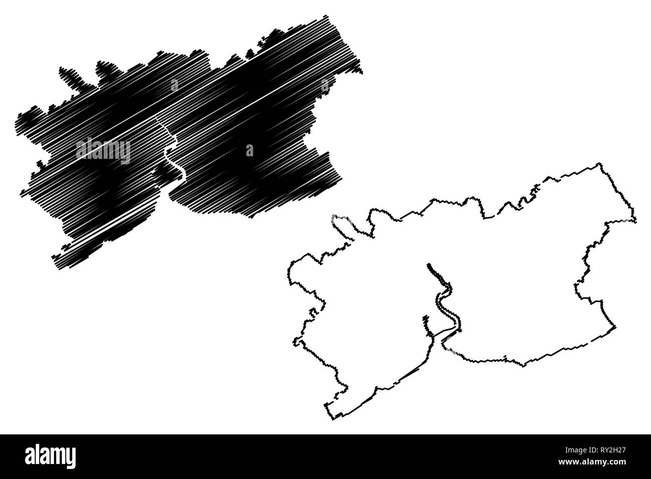 Newport (Vereinigtes Königreich, Wales, Cymru, Principal Gebieten von Wales) Karte Vektor-illustration, kritzeln Skizze Stadt ein County Newport Karte Stock Vektor