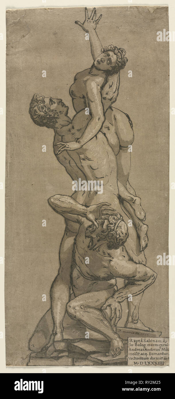 Die Entführung eines Sabine Frau. Andrea Andreani (Italienisch, ca. 1558 - 1610), der nach Giambologna (Flämisch, 1529-1608). Chiaroscuro Holzschnitt Stockfoto