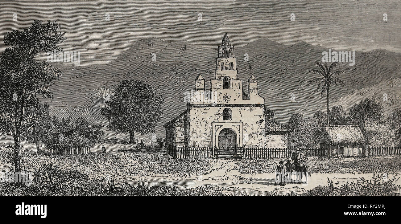 Amerika equonoccial. Kolumbien. Kirche von zarzal (Cauca). Kolumbien. Gravur, 19. Stockfoto