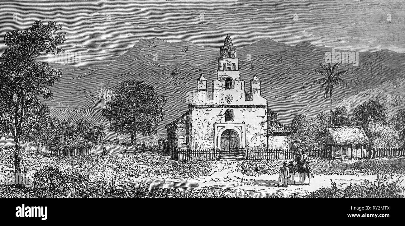Amerika equonoccial. Kolumbien. Kirche von zarzal (Cauca). Kolumbien. Gravur, 19. Stockfoto