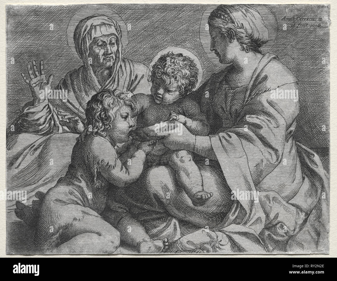 Madonna mit der Schüssel, 1606. Annibale Carracci (Italienisch, C. 1560-1609). Ätzen Stockfoto