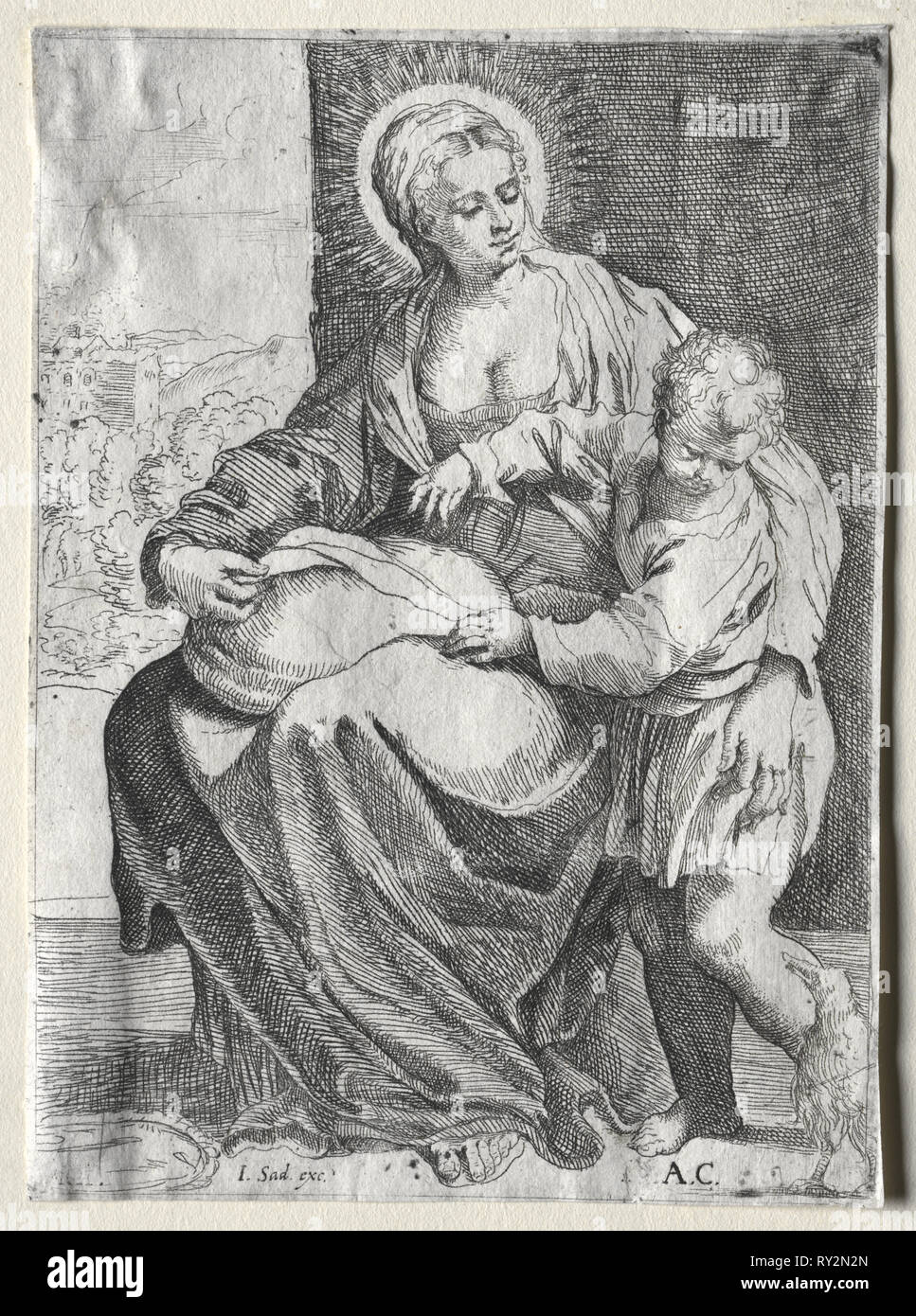 Madonna mit Der weiße Rabe, 1500. Schule von Annibale Carracci (Italienisch, C. 1560-1609). Ätzen Stockfoto