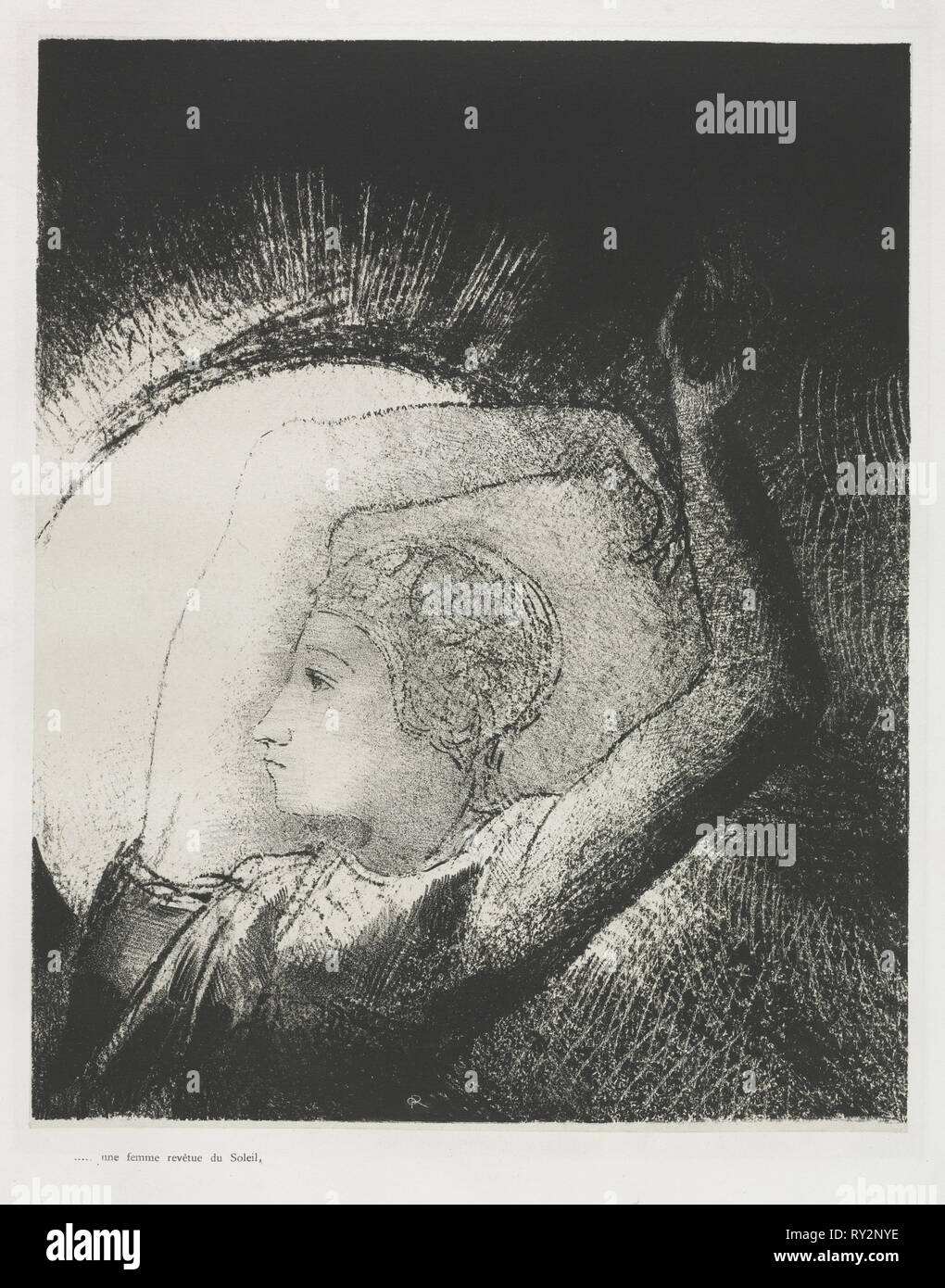 Der Apokalypse des heiligen Johannes: eine Frau, mit der Sonne bekleidet, 1899. Odilon Redon (Französisch, 1840-1916). Lithographie Stockfoto