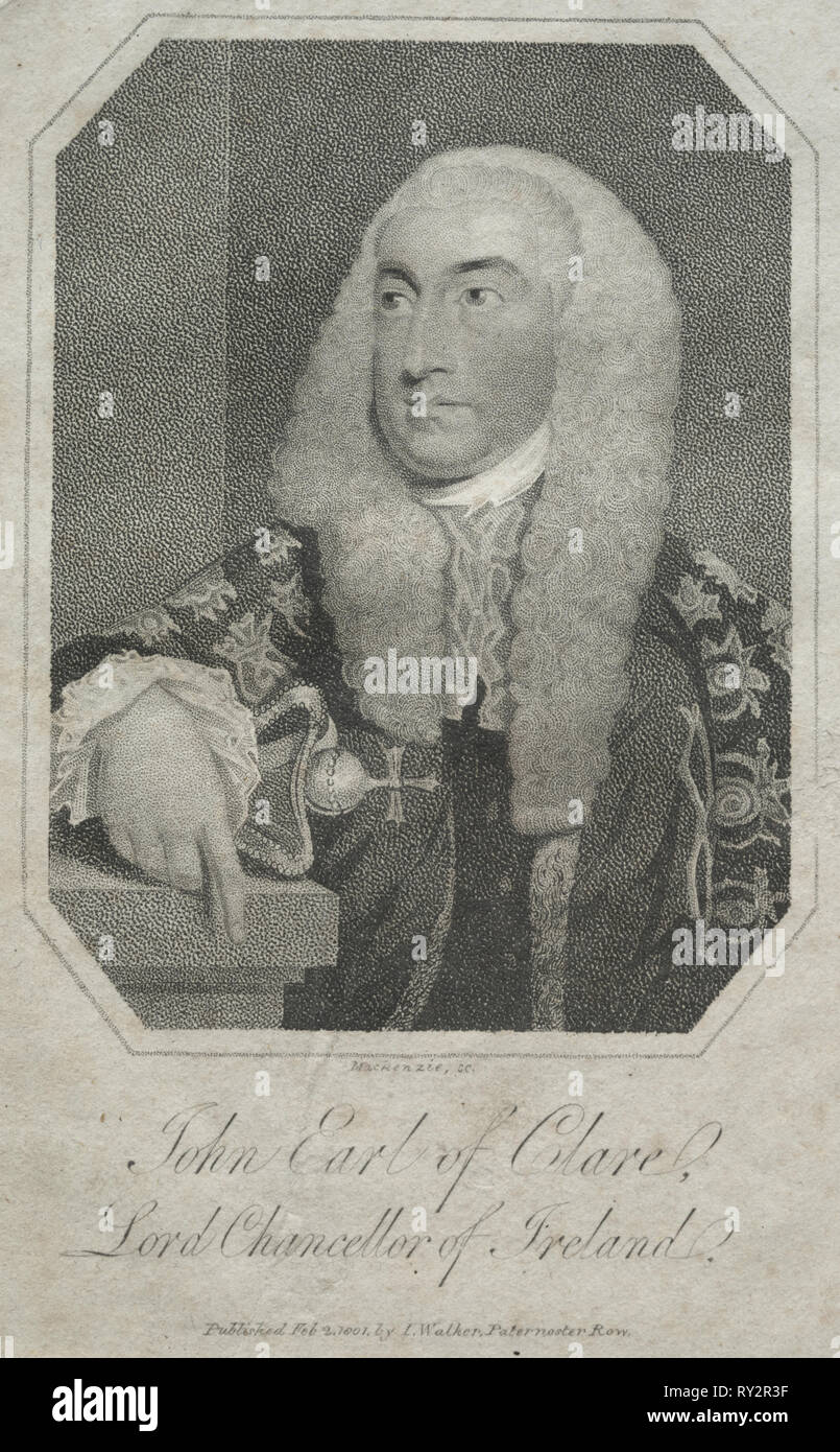 John fitzgibbon, Graf von Clare (1749-1802), 1801. Mackenzie (britische). Dichtfläche Gravur Stockfoto