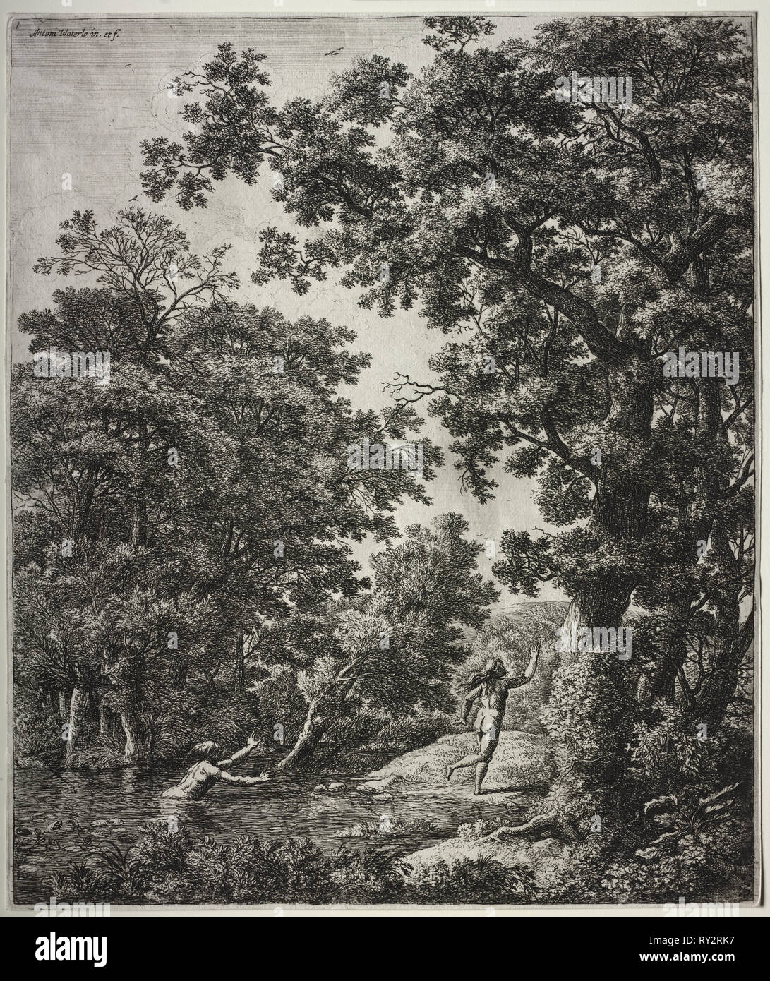 Alpheus und Arethusa. Anthonie Waterloo (Niederländisch, 1609/10-1690). Ätzen Stockfoto