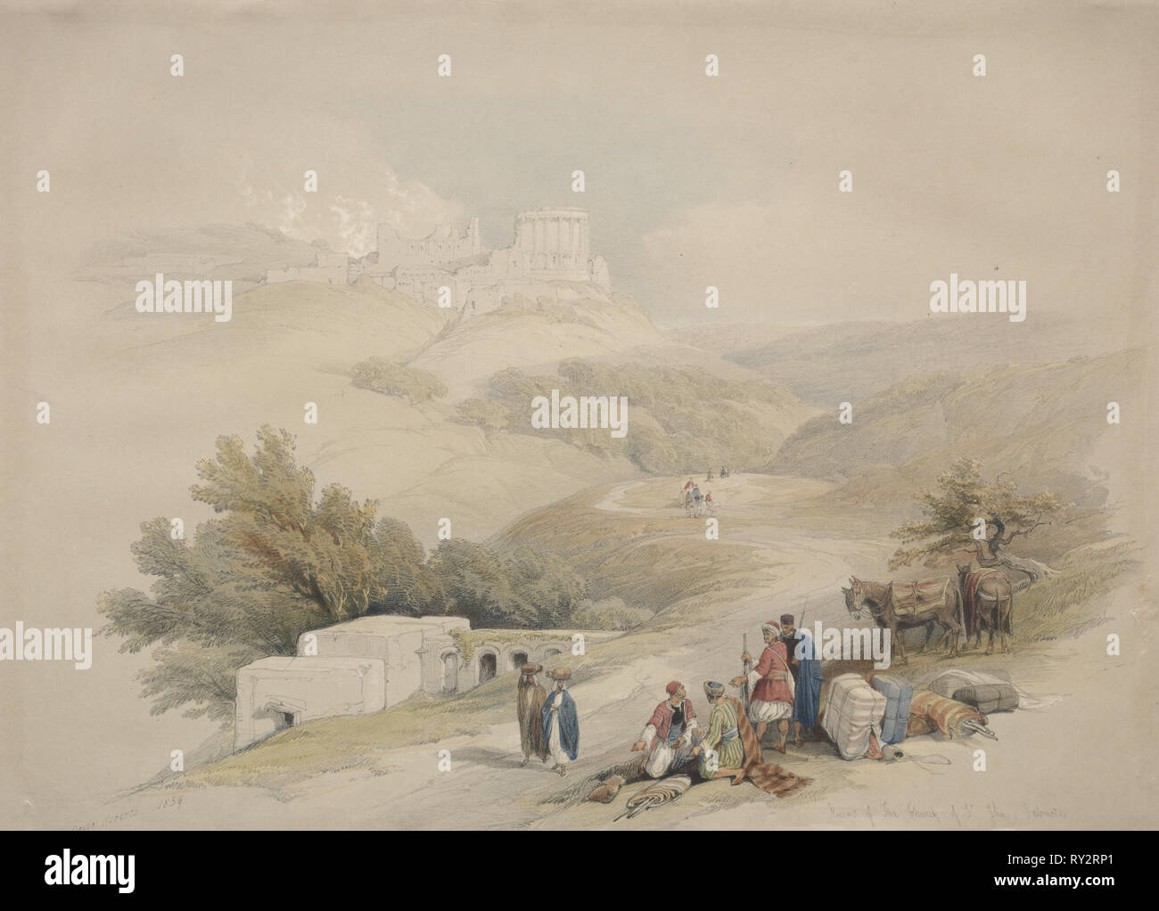 Die Ruinen der Kirche des Hl. Johannes Sabaste, 1839. David Roberts (British, 1796-1864). Farblithographie Stockfoto