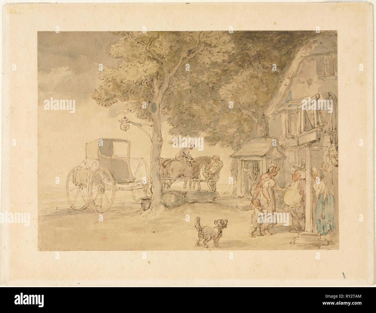 Bewässerung Pferde. Thomas Rowlandson (British, 1756-1827 Stockfoto