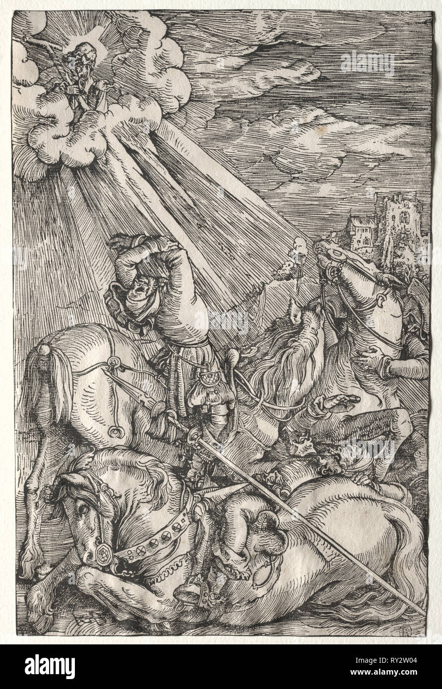 Die Bekehrung des Heiligen Paulus. Hans Baldung (1484/85-1545). Holzschnitt Stockfoto