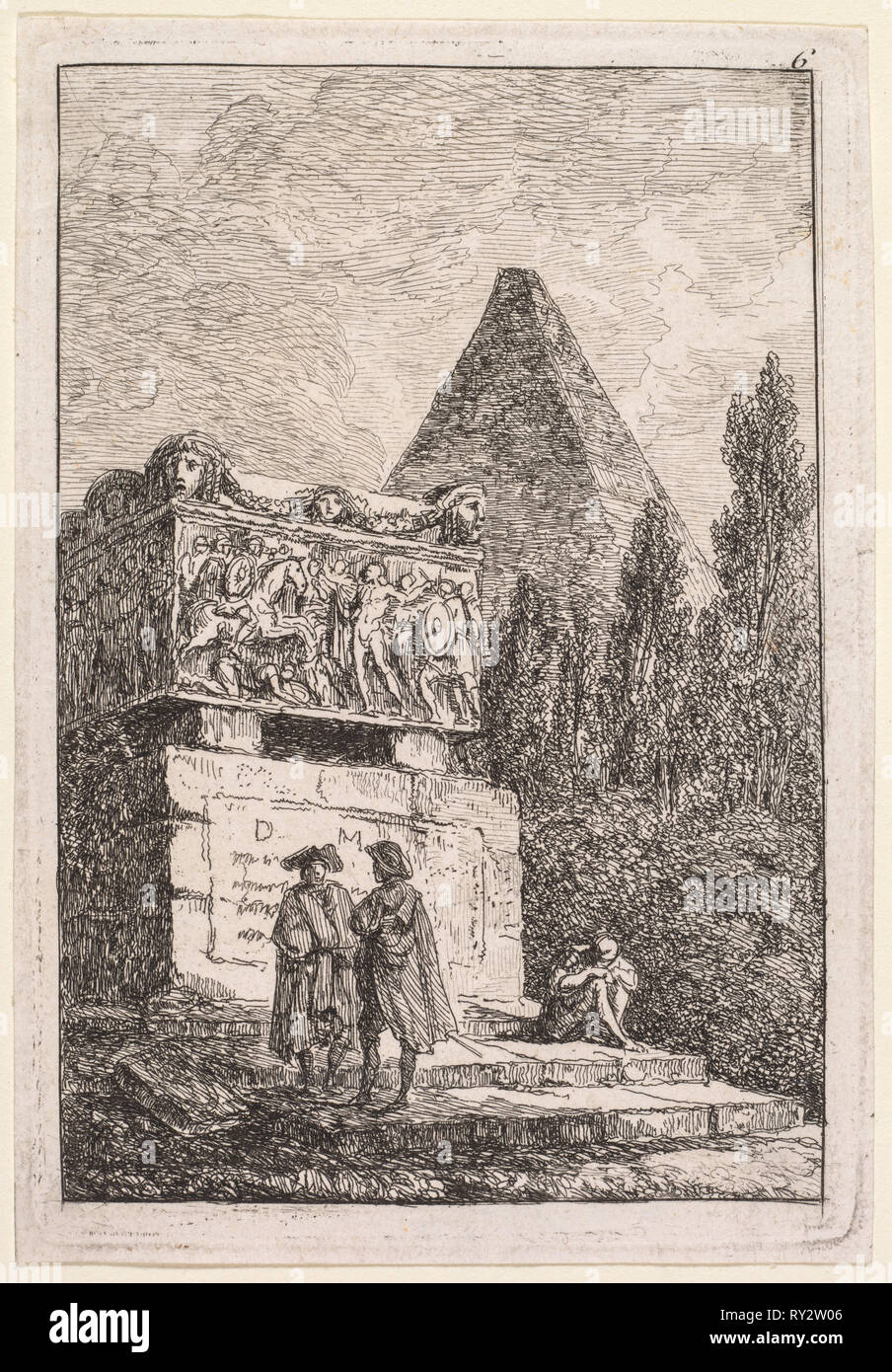 Les soirées de Rome: Le Sarcophage, 1763-1764. Hubert Robert (Französisch, 1733-1808). Ätzen Stockfoto