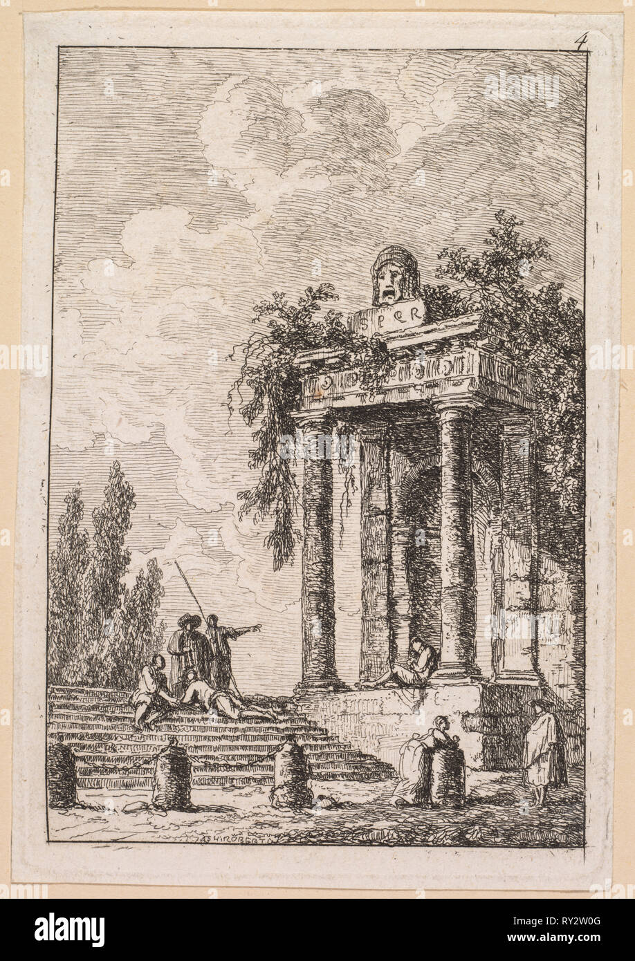 Les soirées de Rome: L'Escalier Aux Quatre Bornes, 1763. Hubert Robert (Französisch, 1733-1808). Ätzen Stockfoto
