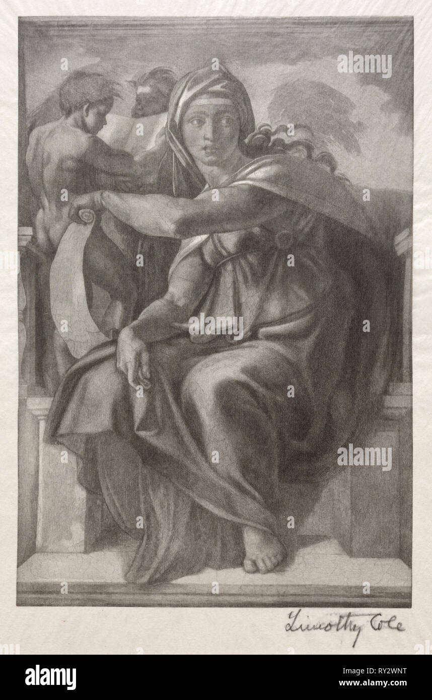 Alten italienischen Meister: Die Delphian Sibyl, 1890. Timothy Cole (American, 1852-1931). Holzstich Stockfoto