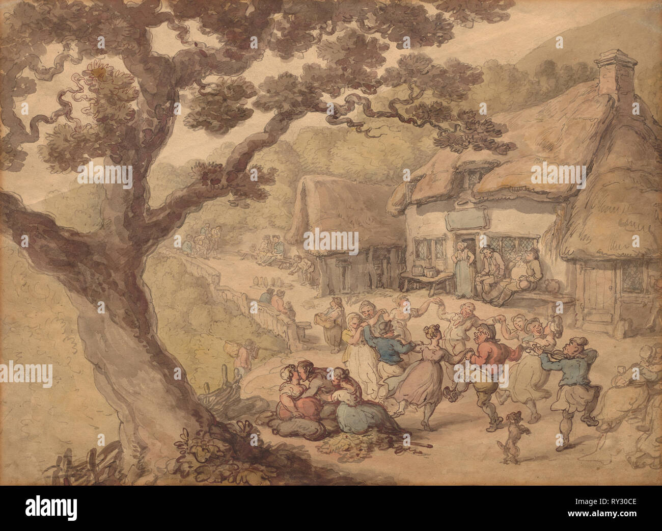 Das Dorf tanzen. Thomas Rowlandson (British, 1756-1827). Aquarell Stockfoto