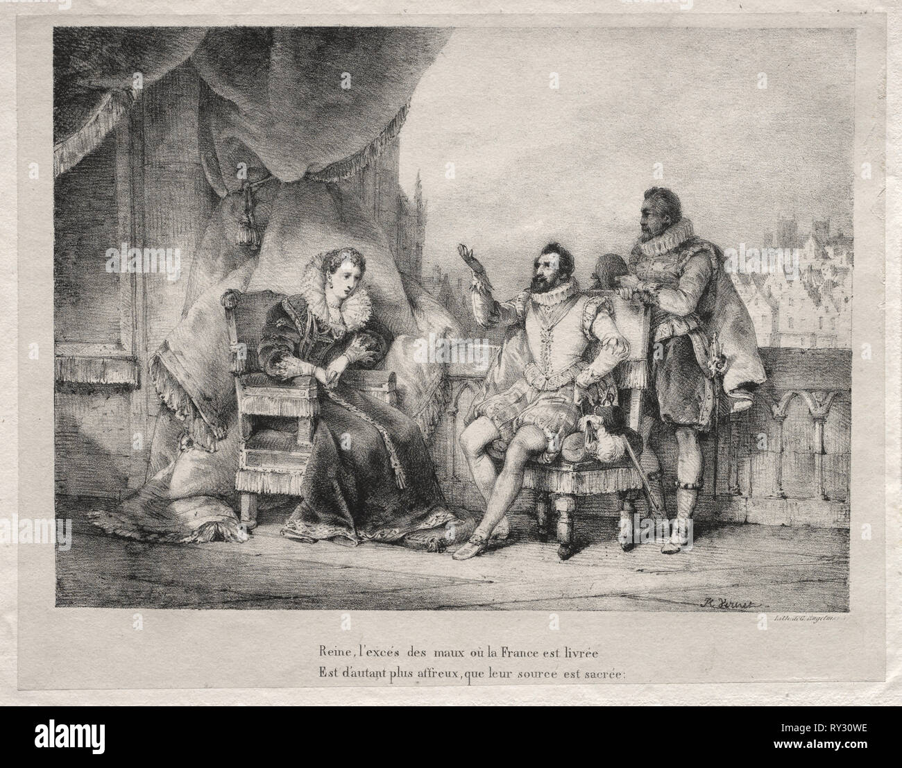 Marie de Medici und Heinrich IV. von Frankreich. Horace Vernet (Frankreich, 1789-1863). Lithographie Stockfoto