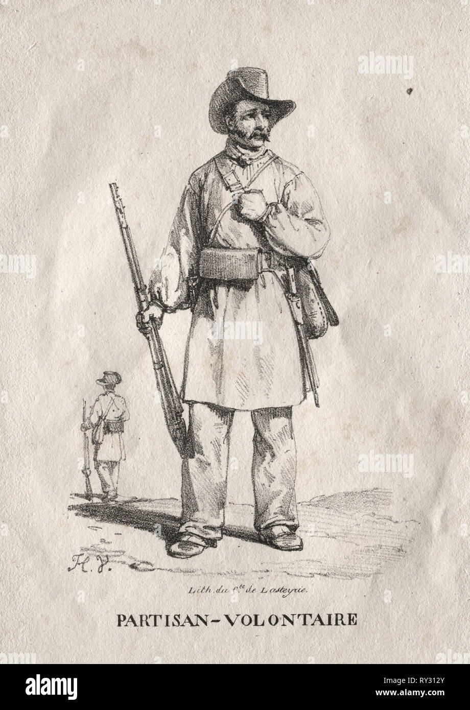 Freiwillige Parteigänger, 1822. Horace Vernet (Frankreich, 1789-1863). Lithographie Stockfoto