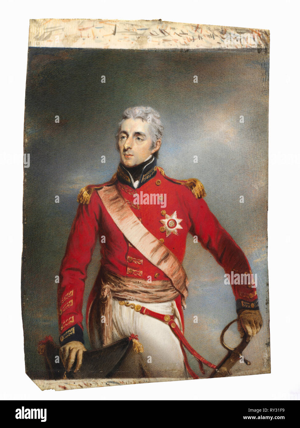 Portrait von Arthur Wellesley, später 1. Herzog von Wellington, C. 1806-1807. John Wright (British, 1745-1820). Aquarell auf Elfenbein in einem vergoldeten Holzrahmen zugeschrieben; gerahmt: 22 x 18,2 cm (8 11/16 x 7 3/16 in.); ohne Rahmen: 18,7 x 14 cm (7 3/8 x 5 1/2 in. Stockfoto