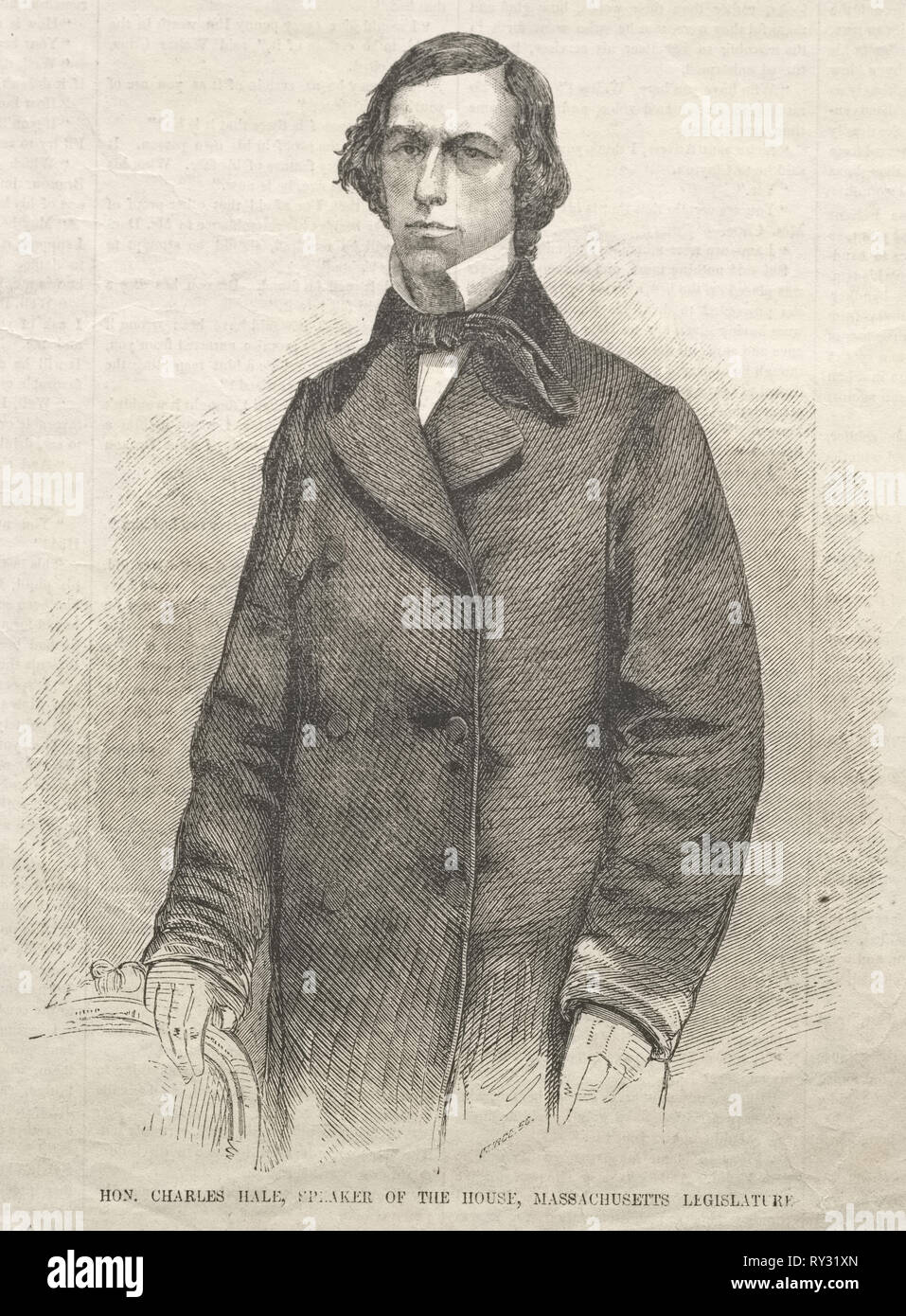 Hon. Charles Hale, Sprecher des Hauses, Massachusetts Gesetzgebung, 1859. Winslow Homer (American, 1836-1910). Holzstich Stockfoto