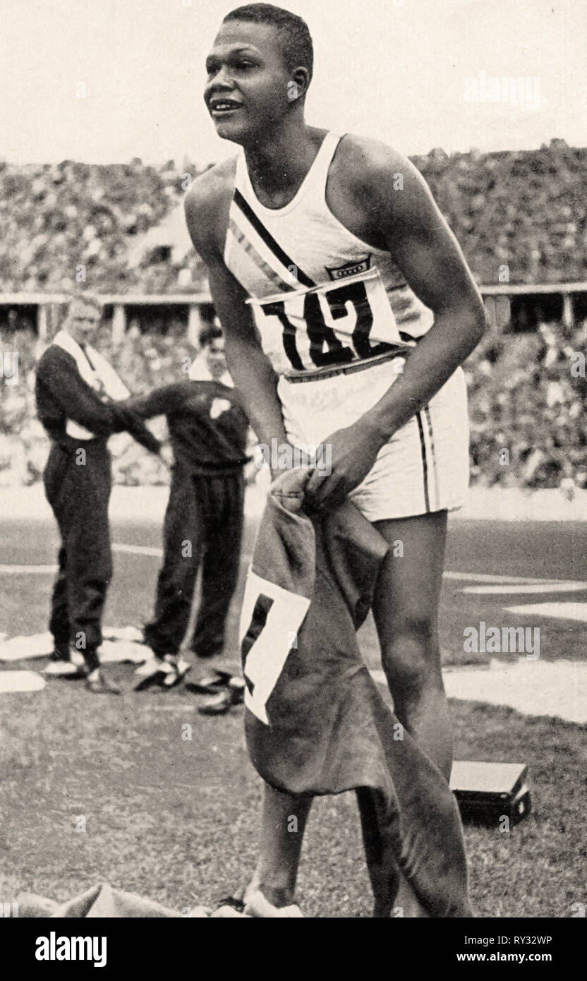Olympischen Spielen 1936 in Berlin amerikanische Athlet archie Williams Sieger der 400 Meter laufen bei den Olympischen Spielen 1936 in Berlin Stockfoto