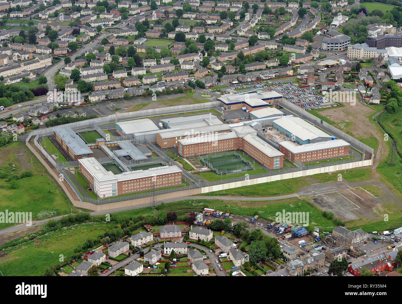 Luftaufnahme von HMP Edinburgh, auch bekannt als Saughton Gefängnis. Stockfoto