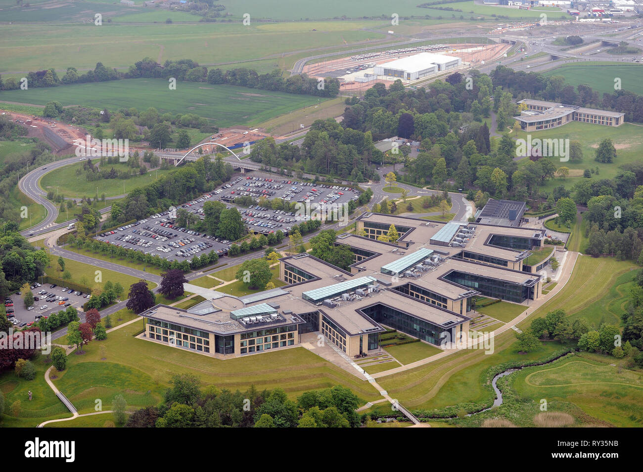 Luftaufnahme der Royal Bank of Scotland an Gogarburn ausserhalb von Edinburgh. Stockfoto