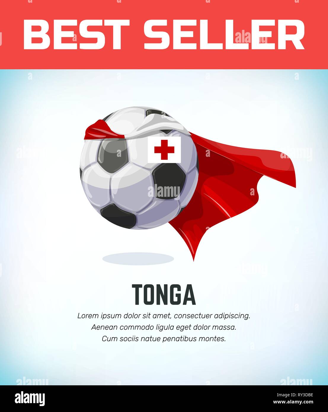Tonga Fußball oder Fussball. Fußball-Nationalmannschaft. Vector Illustration. Stock Vektor