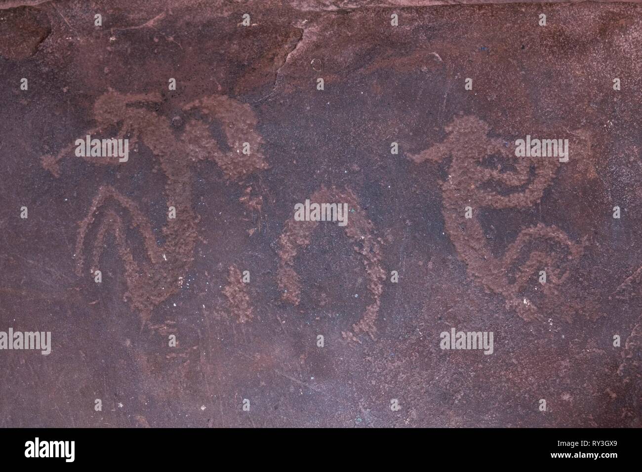 Argentinien, Provinz Salta, Santa Rosa de Tastil, petroglyph im Museo de Sitio Tastil Stockfoto