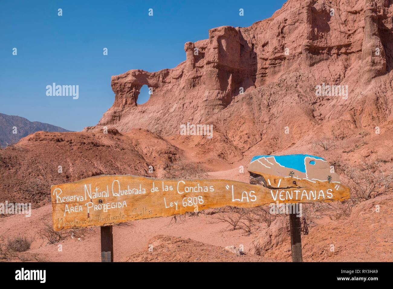 Argentinien, Noroeste, Provinz Salta, Cafayate und Quebrada de las Conchas, Las Ventanas Stockfoto