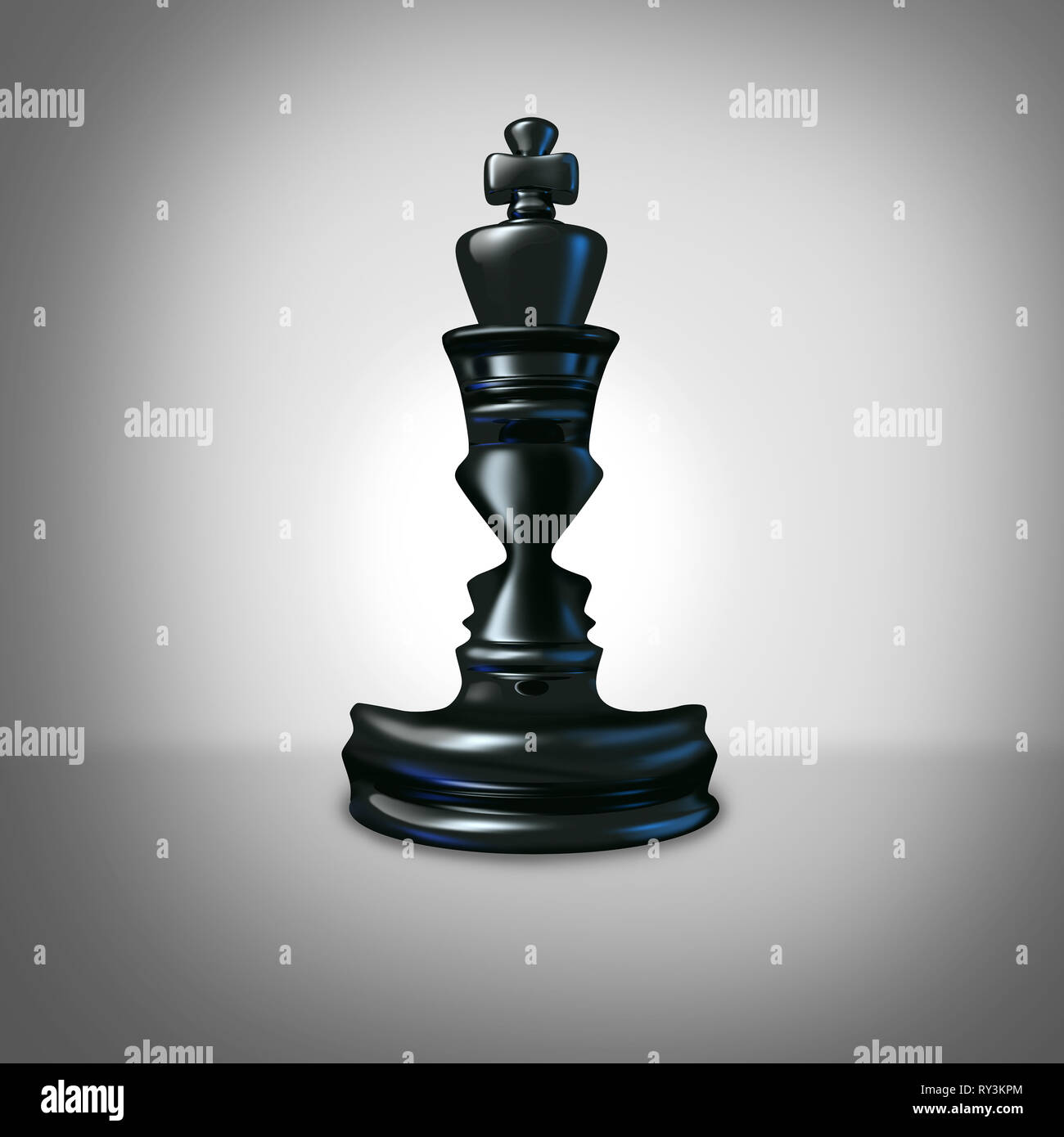 Führung Partner Konzept und gemeinsam Erfolg Symbol Kräfte Geschäftsidee für Team Strategie mit zwei Gesichtern geprägt wie die chess König. Stockfoto