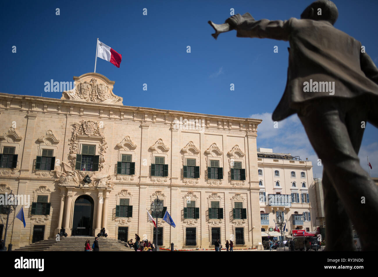 Auberge de Castille, Castille, Valletta, Malta, 22. Februar 2019. Stockfoto