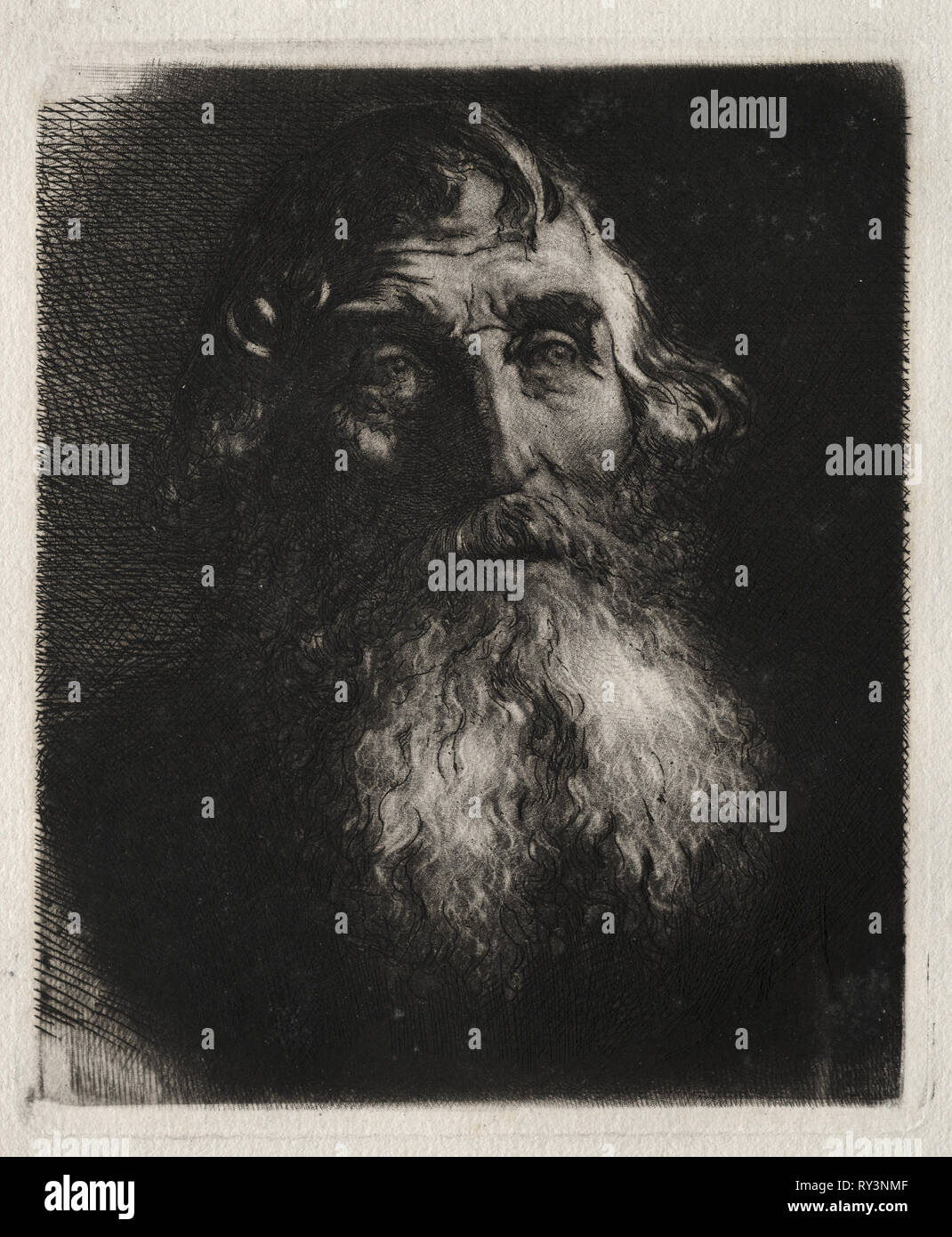 Studie der eines alten Mannes Kopf. Hubert-von-Herkomer (British, 1849-1914). Ätzen und Roulette Stockfoto