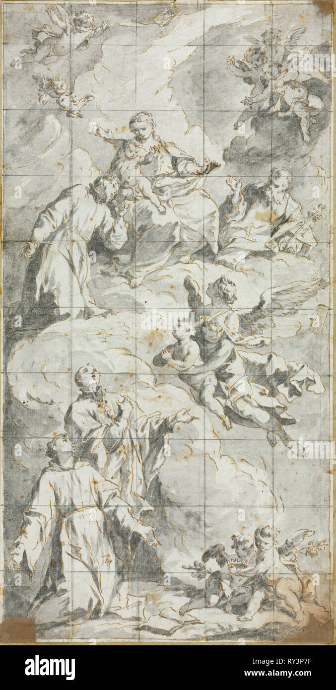 Apotheose der Jungfrau, 1600. Österreich, 17. Feder und Tinte Braun und Grau waschen Stockfoto