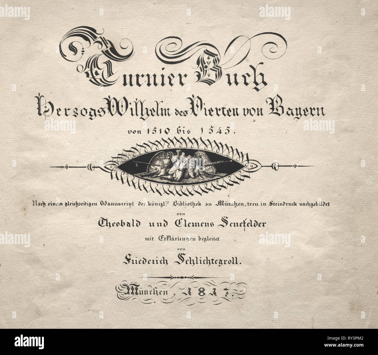 Buchen Sie auf Turniere: Titelseite, 1817. Theobald Senefelder (Deutsch, 1777-1846), und Clemens Senefelder (Deutsch, 1778-1813). Lithographie Stockfoto