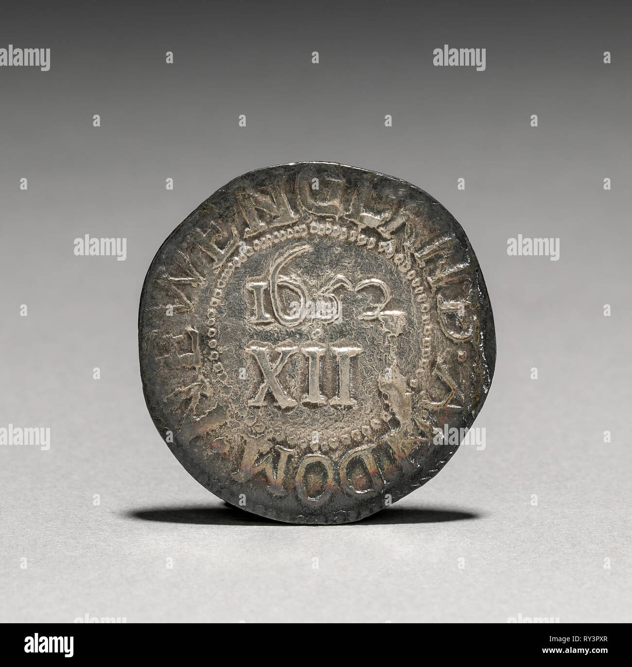 Eiche Shilling (rückwärts), 1652. John Hull (American, 1624-1683), Robert Sanderson (American, 1609-1693). Silber, Durchmesser: 2,8 cm (1 1/8 in. Stockfoto