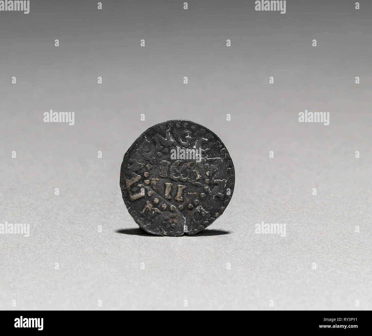 Eiche Baum zwei Pence (rückwärts), 1662. John Hull (American, 1624-1683), Robert Sanderson (American, 1609-1693). Silber, Durchmesser: 1,5 cm (9/16 Zoll Stockfoto