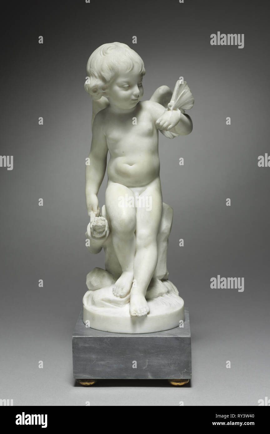 Paar Marmor Statuetten: Unbeständige Liebe und Treue Liebe, 1800. Nach Augustin Pajou (Französisch, 1730-1809). Marmor, ohne Sockel: 25,9 x 10,5 x 10,9 cm (10 1/4 x 4 1/8 x 4 5/16 Zoll Stockfoto