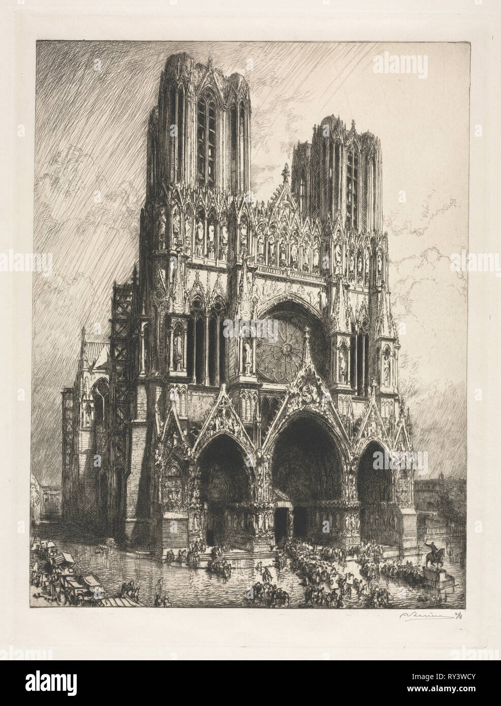 Die Kathedrale von Reims. Louis Auguste Lepère (Französisch, 1849-1918). Ätzen und drypoint Stockfoto