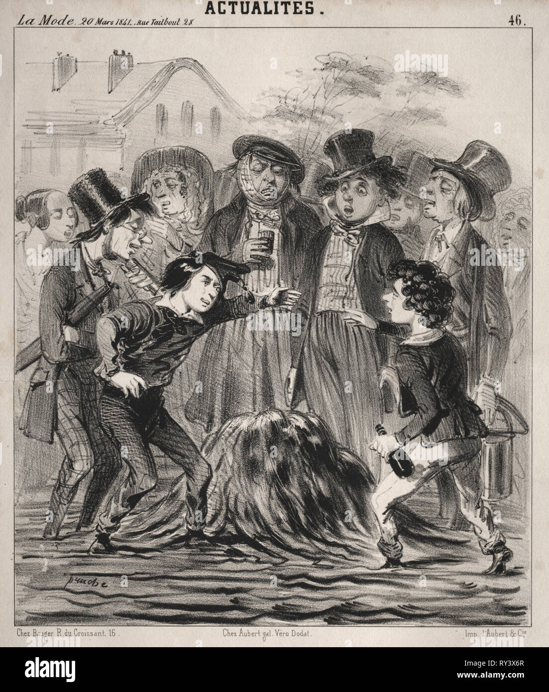 Actualitès: Ha hé Felix! Anfahrt donc Vite!, 1841. Clémente Pruche (Französisch, 1831-1870). Lithographie Stockfoto