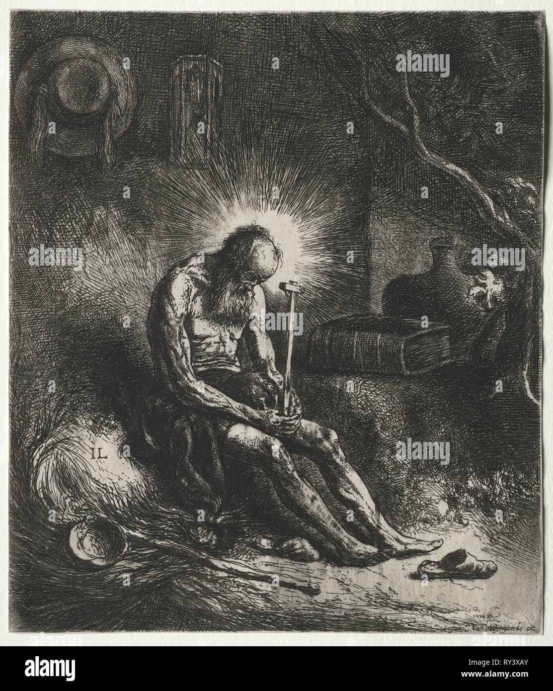 St. Hieronymus. Jan Lievens (Niederländisch, 1607-1674). Ätzen Stockfoto