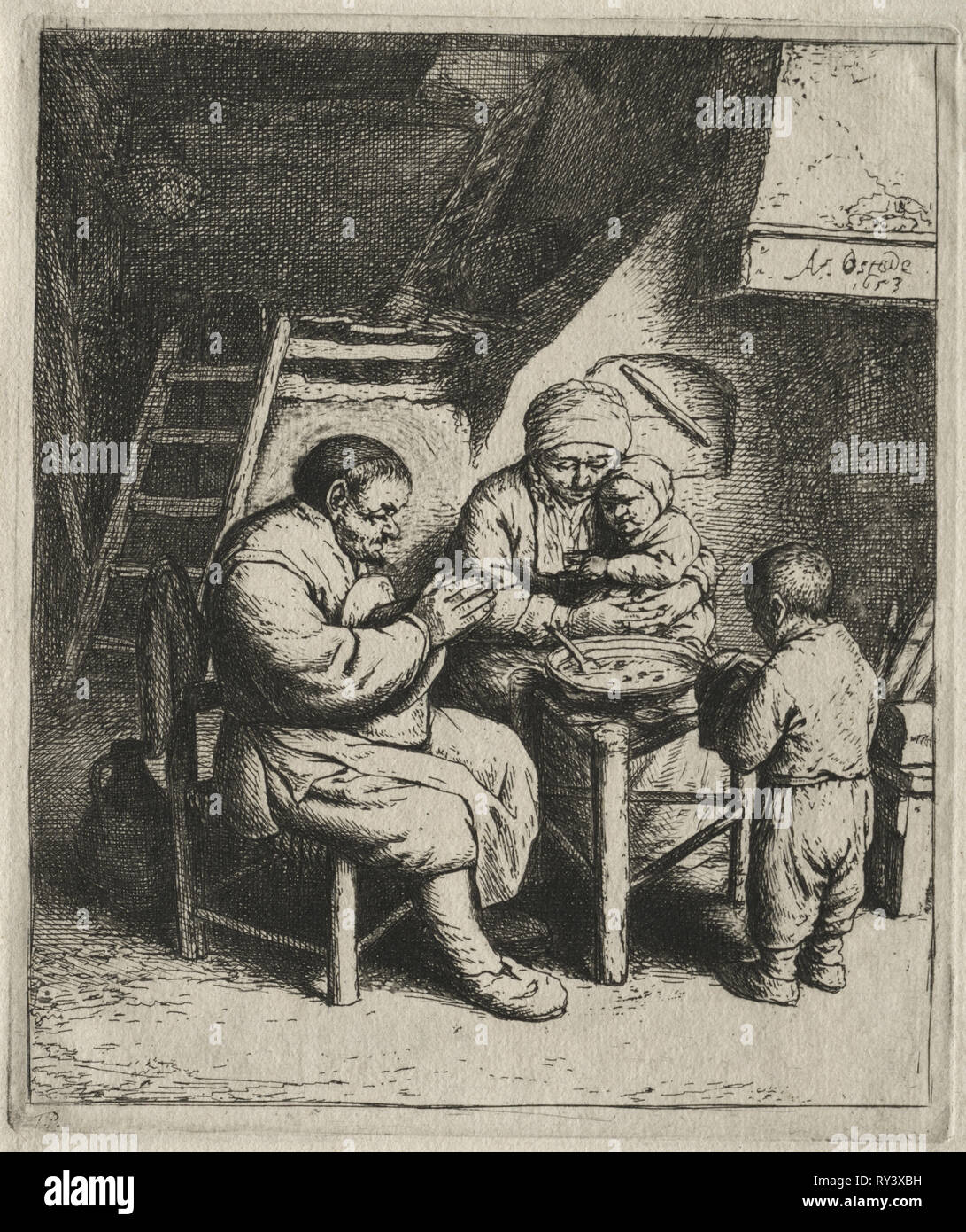 Sagen Gnade, 1653. Adriaen van Ostade (Niederländisch, 1610-1684). Ätzen Stockfoto