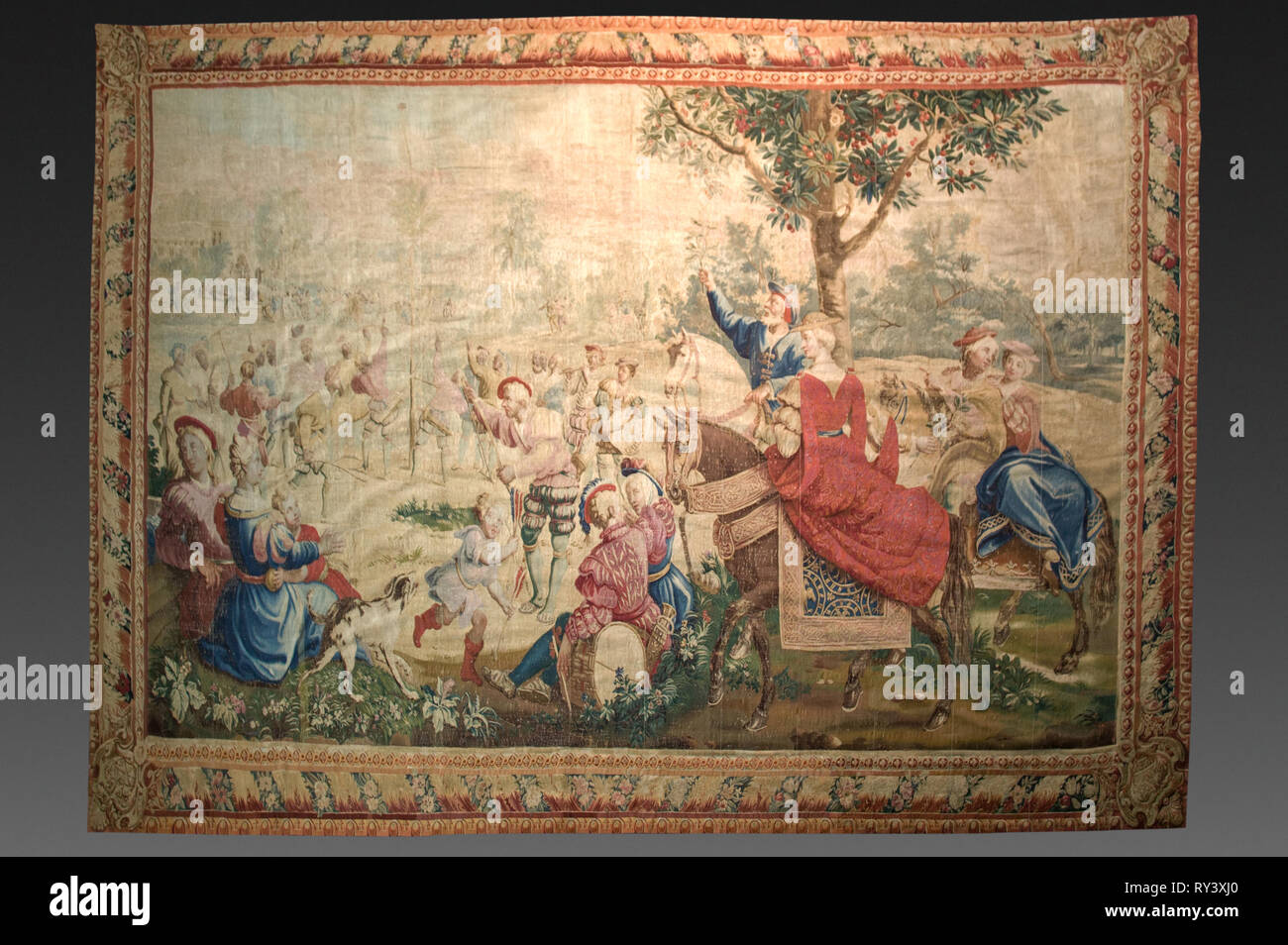 Monat Mai: Szene im Mai Day Festival, 1723-1774. Gobelins (Französisch), Michel Audran (Französisch, 1701-1771). Gobelin-webart: Leinen, Wolle und Seide Tressen; Gesamt: 312.4 x 452 cm (123 x 177 15/16 in Stockfoto