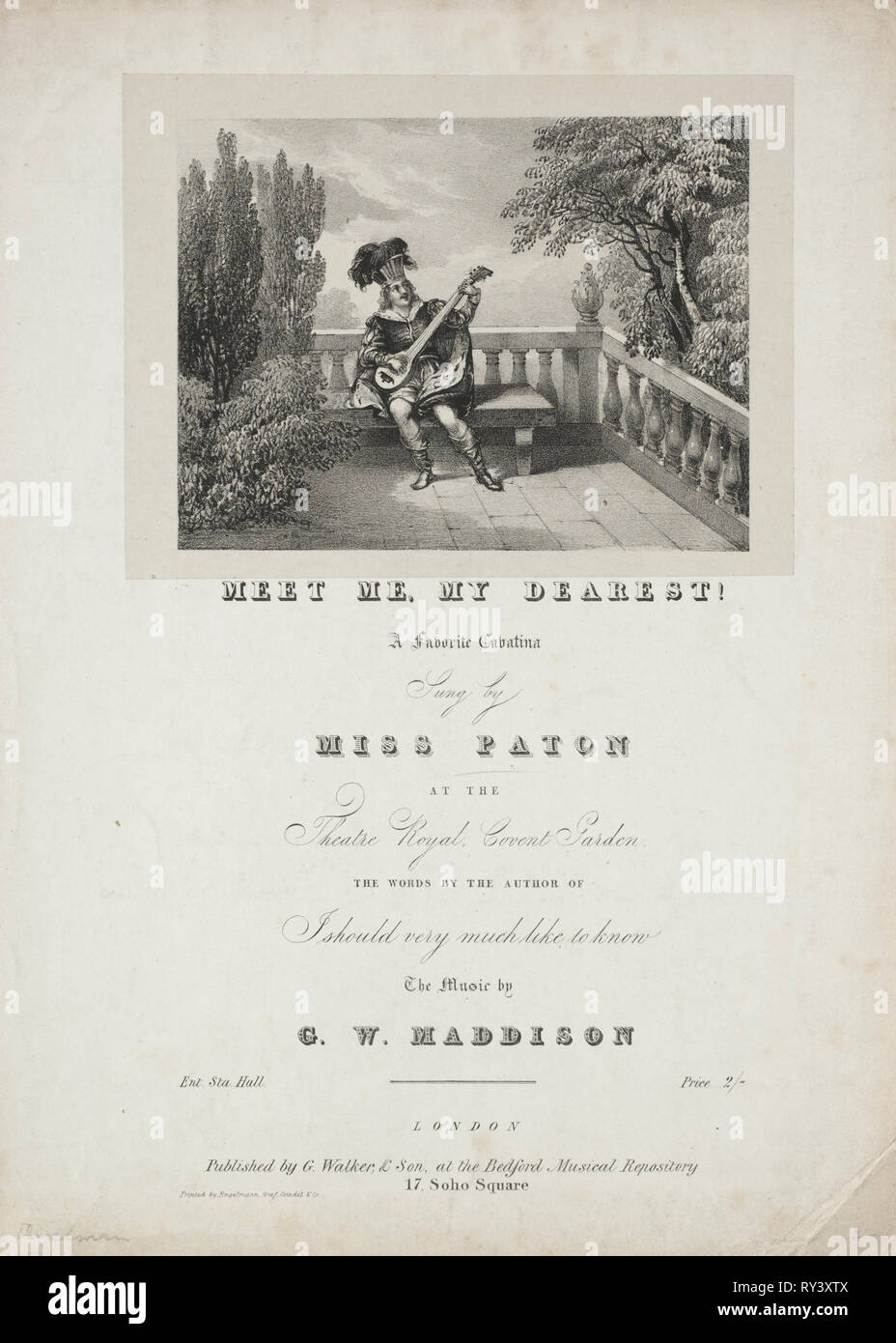 Mich treffen, meine Liebste!, 1800. England, 19. Lithographie Stockfoto